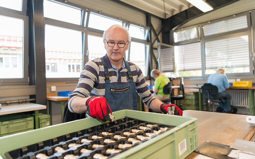 Montagearbeiten in der Werkstatt für Menschen mit Behinderung