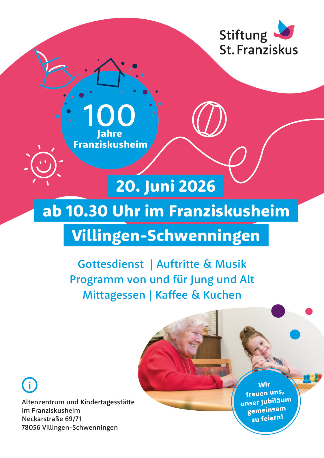 Plakat Jubiläum Franziskusheim am 20. Juni 2026