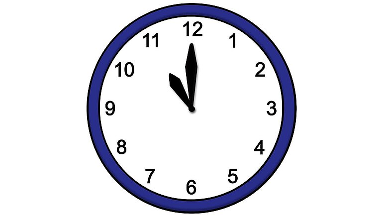 Öffnungs-Zeiten Wallfahrts-Laden Eine Uhr